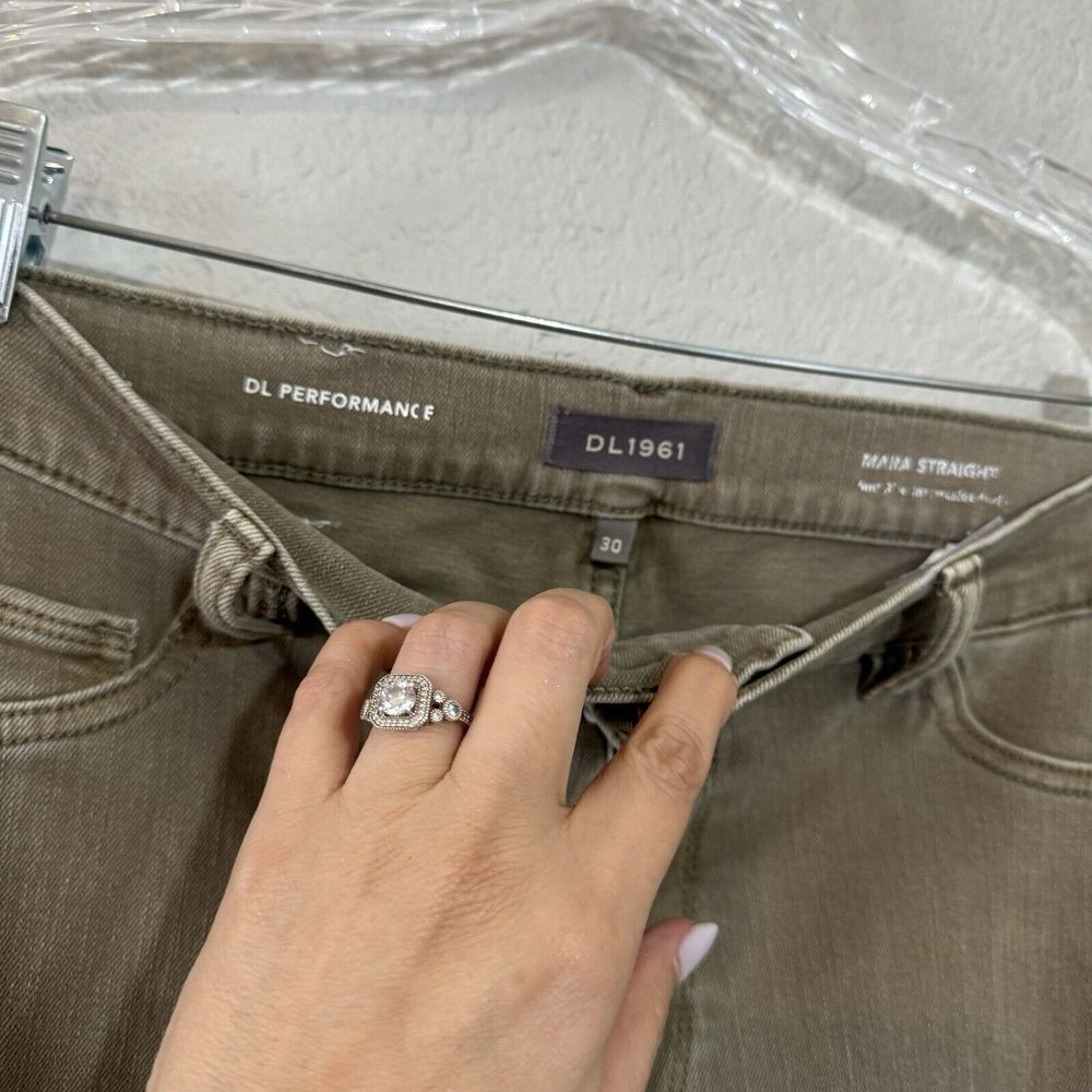 DL1961 MidRise Mara Straight Ankle Fray Coastal Plain Tan Jeans 30 Performance - Picture 2 of 5